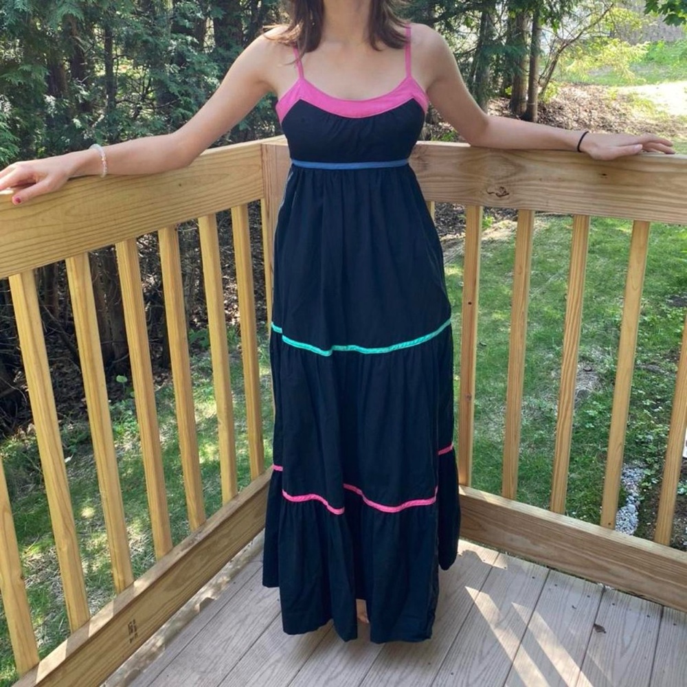 Vintage Jody T 70s prairie dress maxi open back